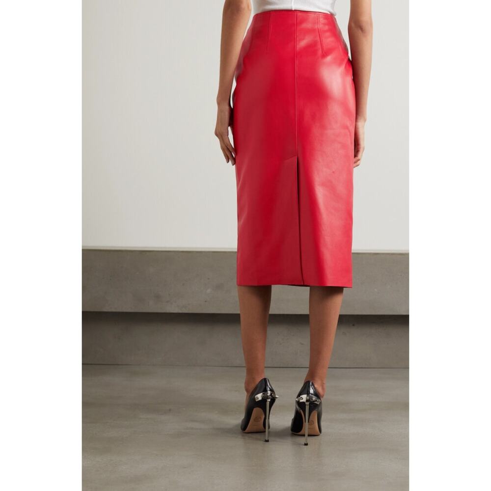 Alexander McQueen Zip-Embellished Leather Midi Skirt - Picture 4 of 16